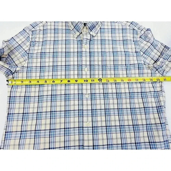 J. Crew Slim Stretch Size Medium Men's Vanilla Black Blue White Check L/S Shirt - Picture 3 of 11